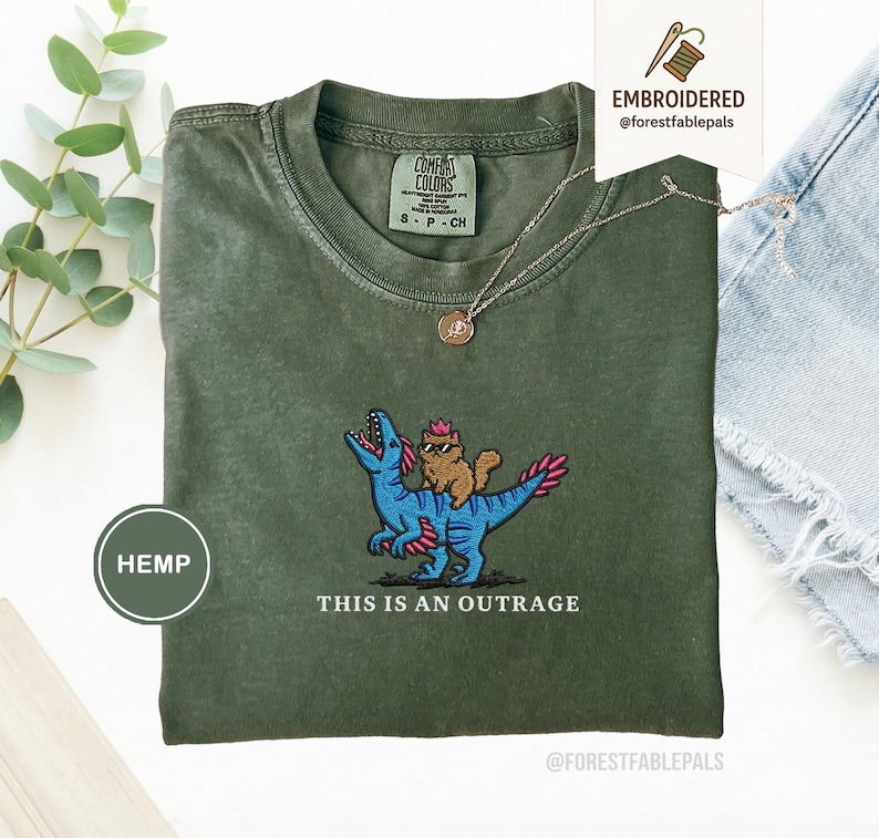 Embroidered Princess Donut and Mongo Shirt, Dungeon Crawler Carl Tee Fantasy Book Reader Geeky Cat Lover Tshirt Donu Mongo Bookish Merch Hemp