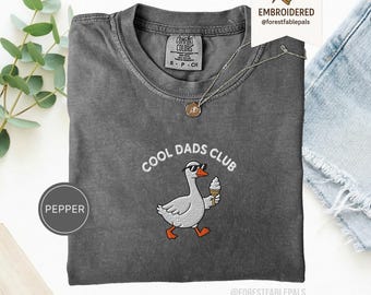 Embroidered Comfort Colors Cool Dads Club Goose Shirt - Old Fashioned Dad Shirt, Pregnancy Announcement New Dad Gift, Fathers Day Gift