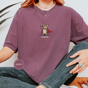 Funny Corgi Sword Shirt, Embroidered Huzzah Corgi Shirt, Medieval Dog Tee, Cute Dog Lover Gift, Renaissance Faire Shirt, Comfort Colors image 5