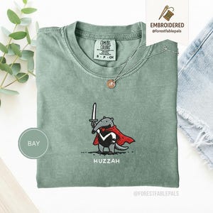 Funny Anteater Sword Shirt, Embroidered Huzzah Anteater Shirt, Medieval Animal Tee, Renaissance Faire, Cute Anteater Gift, Comfort Colors Bay