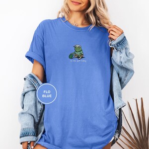 Embroidered No Disc Golf Today Frog Shirt, Funny Dad T-Shirt, Disc Golf Lover Gift for Men, Husband, Boyfriend, Sarcastic Humor Disc Golf Flo Blue