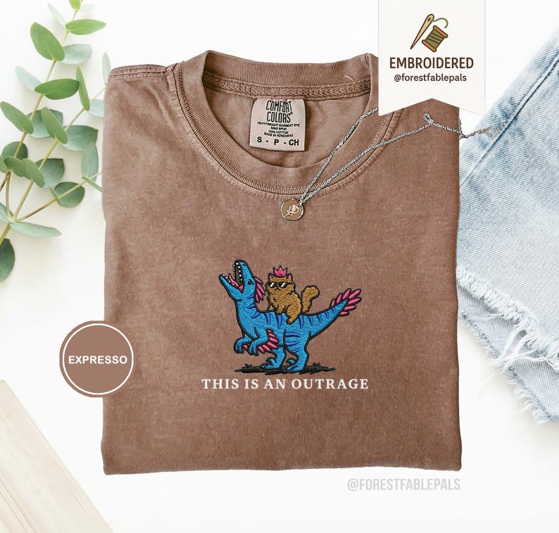 Embroidered Princess Donut and Mongo Shirt, Dungeon Crawler Carl Tee Fantasy Book Reader Geeky Cat Lover Tshirt Donu Mongo Bookish Merch Espresso