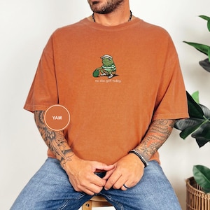 Embroidered No Disc Golf Today Frog Shirt, Funny Dad T-Shirt, Disc Golf Lover Gift for Men, Husband, Boyfriend, Sarcastic Humor Disc Golf Yam