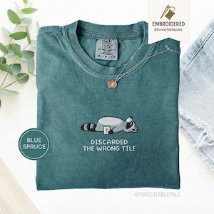 Embroidered Funny Mahjong Raccoon Shirt - Mahjong Gift, Mah Jong Shirt, American Mahjong, Mahjong Lover Gift, Mahjong Player Tee, Mahjongg Blue Spruce