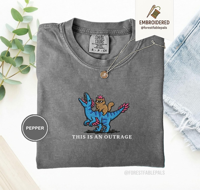 Embroidered Princess Donut and Mongo Shirt, Dungeon Crawler Carl Tee Fantasy Book Reader Geeky Cat Lover Tshirt Donu Mongo Bookish Merch Pepper