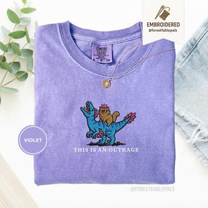Embroidered Princess Donut and Mongo Shirt, Dungeon Crawler Carl Tee Fantasy Book Reader Geeky Cat Lover Tshirt Donu Mongo Bookish Merch Violet