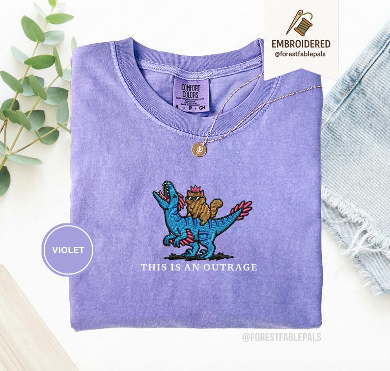 Embroidered Princess Donut and Mongo Shirt, Dungeon Crawler Carl Tee Fantasy Book Reader Geeky Cat Lover Tshirt Donu Mongo Bookish Merch Violet