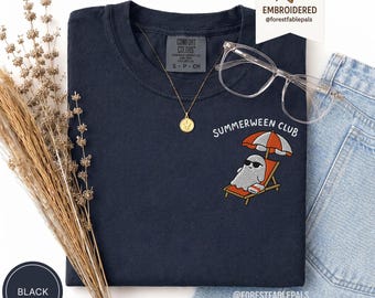 Embroidered Summerween Ghost Shirt - Summerween Club, Summer Comfort Color, Halloween Shirt, Summer Vibes Shirt, Dark Humor Shirt