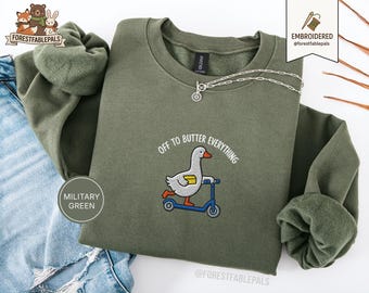 Sudadera divertida bordada con forma de ganso de mantequilla - Sudadera con mantequilla salada, regalo para amantes de la mantequilla, sudadera con barra de mantequilla, sudadera para hornear, para amantes de la comida.