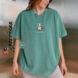 Embroidered Trauma Llama Shirt, Funny Nurse Shirt, Trauma Nurse Gift, ER Nurse Tee, Healthcare Worker Gift, Cute Llama Comfort Colors Shirt Light Green