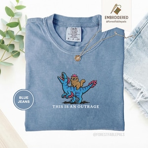 Embroidered Princess Donut and Mongo Shirt, Dungeon Crawler Carl Tee Fantasy Book Reader Geeky Cat Lover Tshirt Donu Mongo Bookish Merch Blue Jean