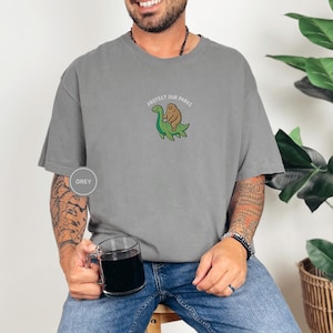 Embroidered Bigfoot Loch Ness Shirt - Protect Our National Parks T-Shirt, Cryptid Tee, Comfort Colors®, Funny Cryptid Gift Grey