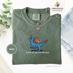 Embroidered Princess Donut and Mongo Shirt, Dungeon Crawler Carl Tee Fantasy Book Reader Geeky Cat Lover Tshirt Donu Mongo Bookish Merch Moss