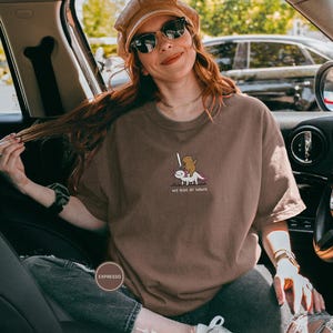 Embroidered Capybara Axolotl Shirt - We Ride at Dawn, Funny Capybara Shirt, Ren Faire Clothing, Cute Animal Gift, Medieval Shirt, CC 1717 Espresso