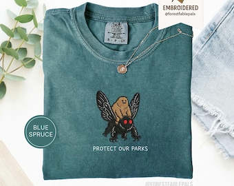 Embroidered Protect Our National Parks T-Shirt, Bigfoot Mothman, Cryptid Tee, Comfort Colors®, National Parks Shirt, Funny Cryptid Gift