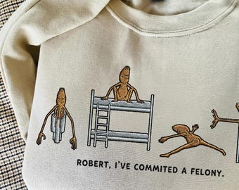 Marcus the Worm Embroidery Sweatshirt - I've Commited a Felony, Marcus the Worm Shirt, Funny Sweatshirt Brain Rot, Marcus The Worm Meme