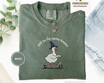 Embroidered Physical Therapy Shirt PT Physical Therapist Assistant T-Shirt Off To Fix Some Knees Funny Goose Duck Physical Therapy Gift