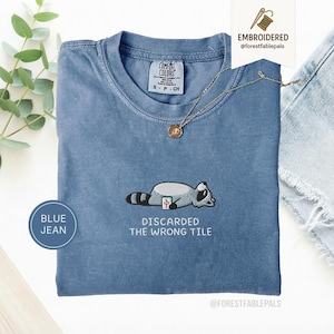 Embroidered Funny Mahjong Raccoon Shirt - Mahjong Gift, Mah Jong Shirt, American Mahjong, Mahjong Lover Gift, Mahjong Player Tee, Mahjongg Blue Jean
