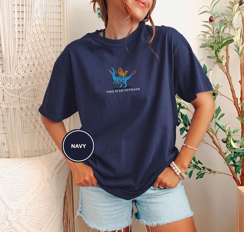 Embroidered Princess Donut and Mongo Shirt, Dungeon Crawler Carl Tee Fantasy Book Reader Geeky Cat Lover Tshirt Donu Mongo Bookish Merch Navy