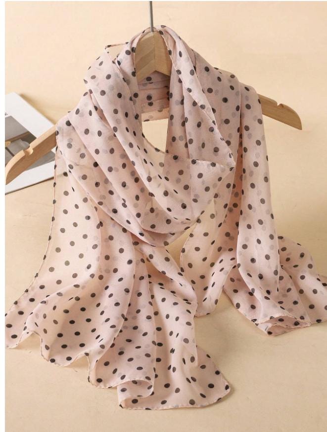 Polka Dot Silk Scarf - Etsy display picture 1