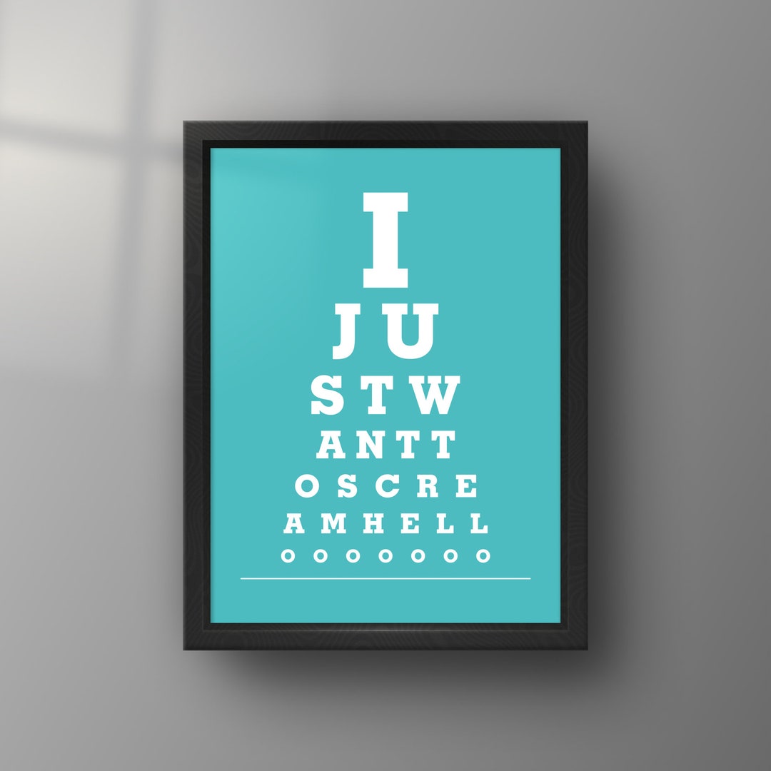 Pearl Jam Elderly Woman Behind the Counter in a Small Town Lyrics Eye Chart Print framed Etsy