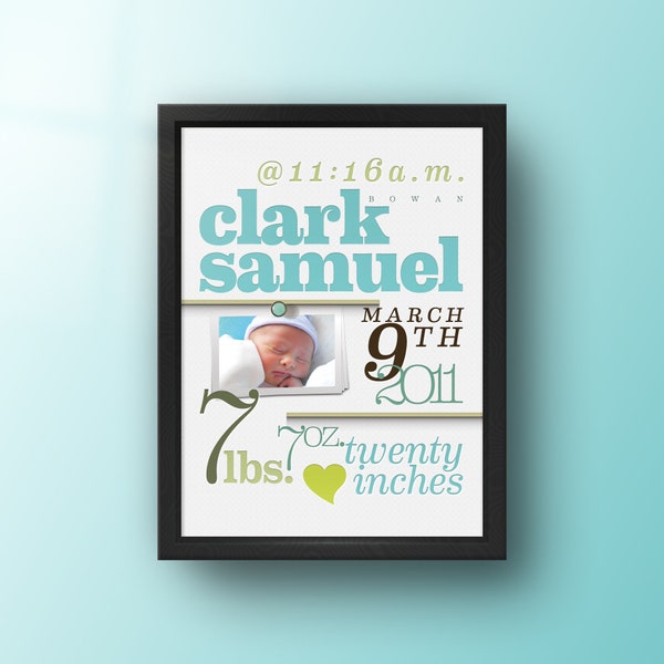 Personalized Baby Announcement Print (Framed)