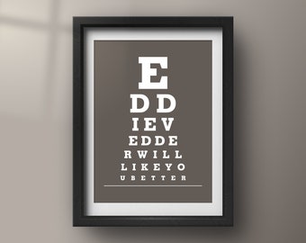 Eddie Vedder Lyrics Digital Eye Chart Print