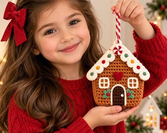Gingerbread House Crochet, Christmas Crochet Pattern, Gingerbread Crochet House, Holiday Crochet Pattern PDF, Christmas Crochet Ornament