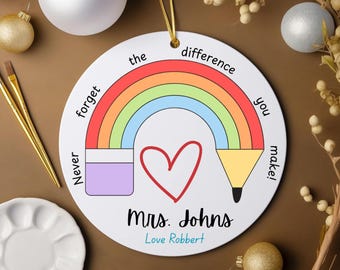 Custom Teacher Ornament PNG, Teacher Christmas Ornament, Teacher Name Ornament PNG, Teacher Appreciation Ornament, Pack of 2 Canva Template