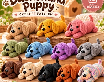 Dachshund Crochet Pattern PDF, Crochet Dog Ornament, Christmas Puppy Ornament, Dachshund Ornament Crochet Pattern, Dog Lover Gift