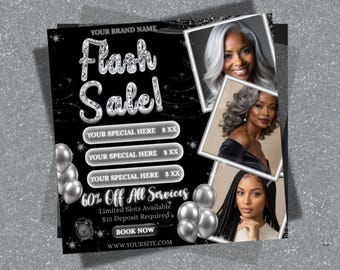 Flash Sale Flyer,Special Deal Flyer,Booking Flyer,Flash sale,Hair,Braids,Nail Tech,Lash Tech,MUA,Wig Flyer,Beauty Salon Promo,canva template