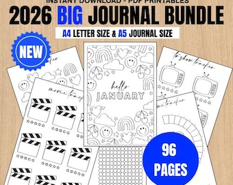 2026 Journal Bundle – Printable Planner Pages, A4/A5 (Digital Download, 96 Pages)