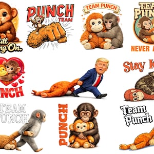 Punch Monkey PNG Bundle, Viral Team Shirt Design (Digitaler Download)