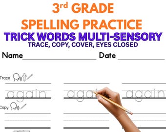 Spelling Practice Worksheets, 3rd Grade Printable Bundle, Trick Words Practice Sheet, Multi Sensory Spelling Worksheets, Spelling Activities