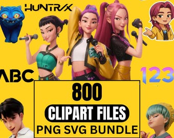 K-Pop Demon Hunters Clipart Bundle, Huntrix Style Anime PNG SVG (Digital Download)