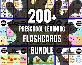 Preschool Learning Flashcards, Printable Educational Cards, Montessori Flashcards Bundle, Animals Flashcards Printable, Instant Download