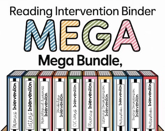 Reading Intervention Binders, Mega Bundle, Teaching Reading Activities, Reading Fluency Binder, Letter Skill Binder, Pack of 9 Binders