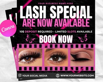 Lash Special Flyer, Lash Booking Flyer, Lash Deal Flyer, Lash Extensions Flyer, Lash Sale Flyer, Esthetician Flyer, Lash Flyer Template