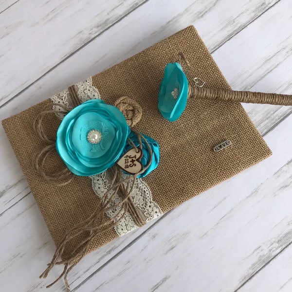Burlap Guest Book Etsy