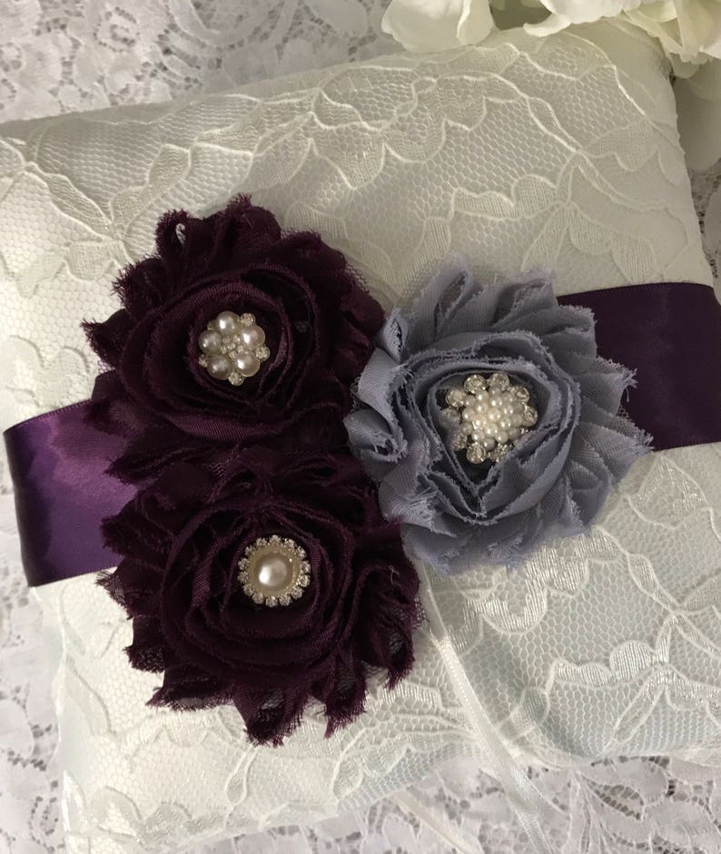 Plum Purple And Gray Ring Bearer Pillow Wedding Accessory Etsy