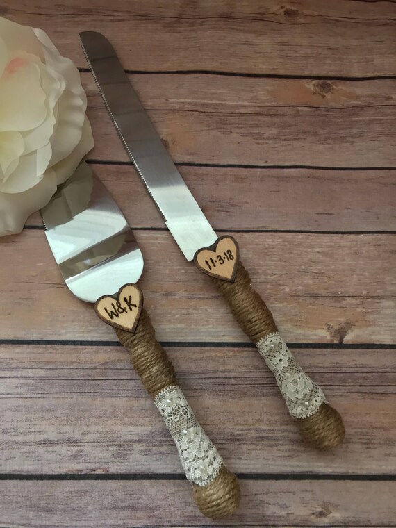 Personalized Wedding Cake Server Knife Setrustic Cake Knife Etsy