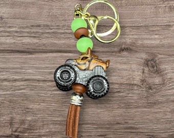 Monster Truck Keychain with Beads and Tassel