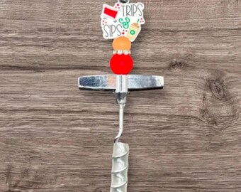Beaded Corkscrew with Trips & Sips Charm