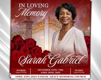 Funeral Announcement Flyer: Celebration of Life Invitation (Canva Template, Digital Download, 8x8")