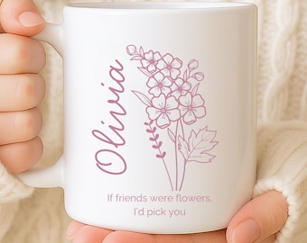 Personlig namnmugg / Blommugg / Anpassad namnmugg / Gåva till mamma, vän, födelsedag, jul, omtänksam present