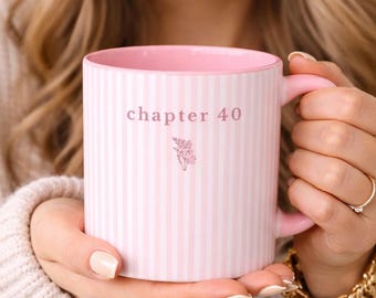 Aangepaste 40e verjaardagscadeau - 40e verjaardag gestreepte geboortebloem mok - hoofdstuk 40 koffie- of theemok - 40e cadeaus voor vrouwen