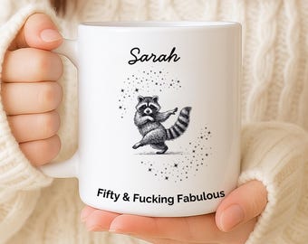 Cadeau 50e anniversaire pour elle - Mug 50 prénoms, Mug drôle, Cadeau d'anniversaire personnalisé pour 50 ans, Cinquante et Fabuleux