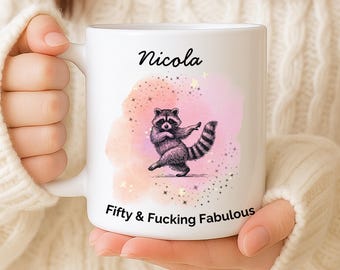 Cadeau 50e anniversaire pour elle - Mug 50 prénoms, Mug drôle, Cadeau d'anniversaire personnalisé pour 50 ans, Cinquante et Fabuleux