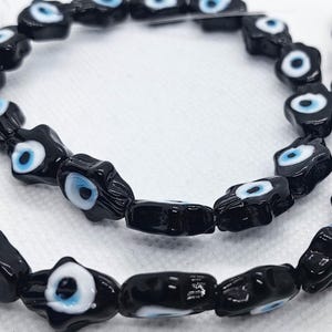 5 - 100pcs Black Jet Evil Eye hamsa Beads , 18X9mm hand Clay  cabochon beads , Turkish evil eye beads , Evil Eye Beads ,Evil Eye Jewelry