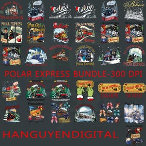 Polar Express PNG Bundle, Christmas Train Clipart Digital Download, Believe Ticket Holiday Sublimation, Vintage Winter Railway Art, Png File